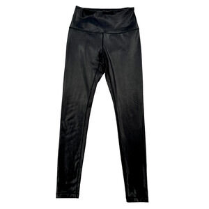 Zella High Waisted Black Metallic Dot Print Leggings Womens Size Small‎